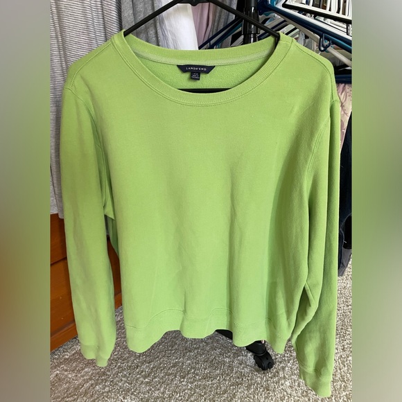 EUC Lands End  lime green sweatshirt lady size large super soft - Picture 1 of 5